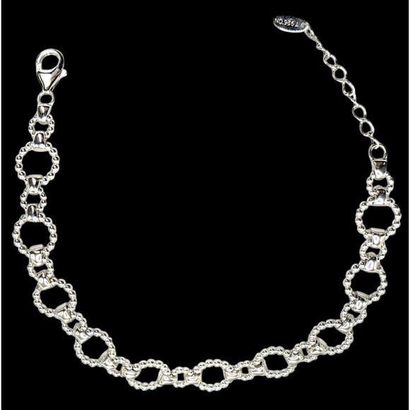 New Tocara Sterling Silver Bracelet Beaded Circle Round Links Chain 925 Arielle - Picture 4 of 13